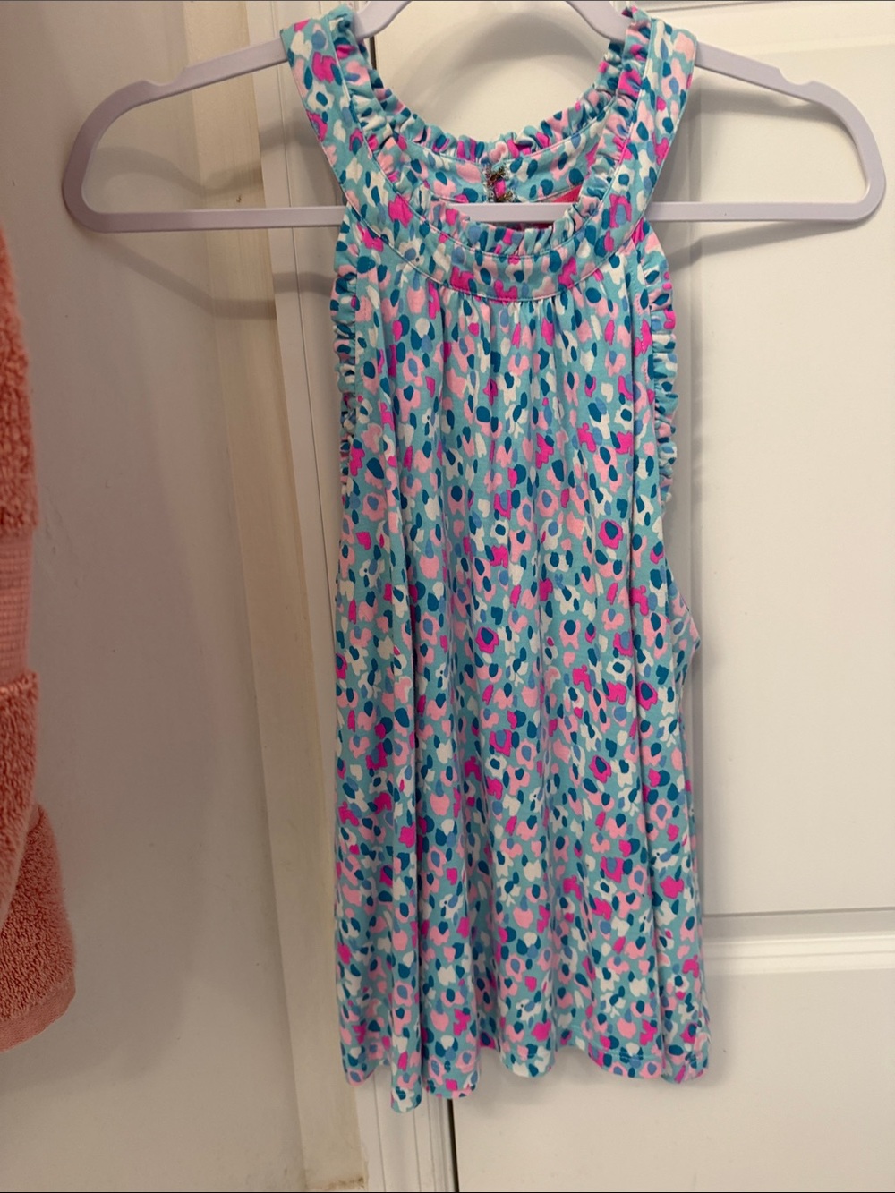Lilly Pulitzer Girls' Aqua Pink Blue Printed Tank Dress